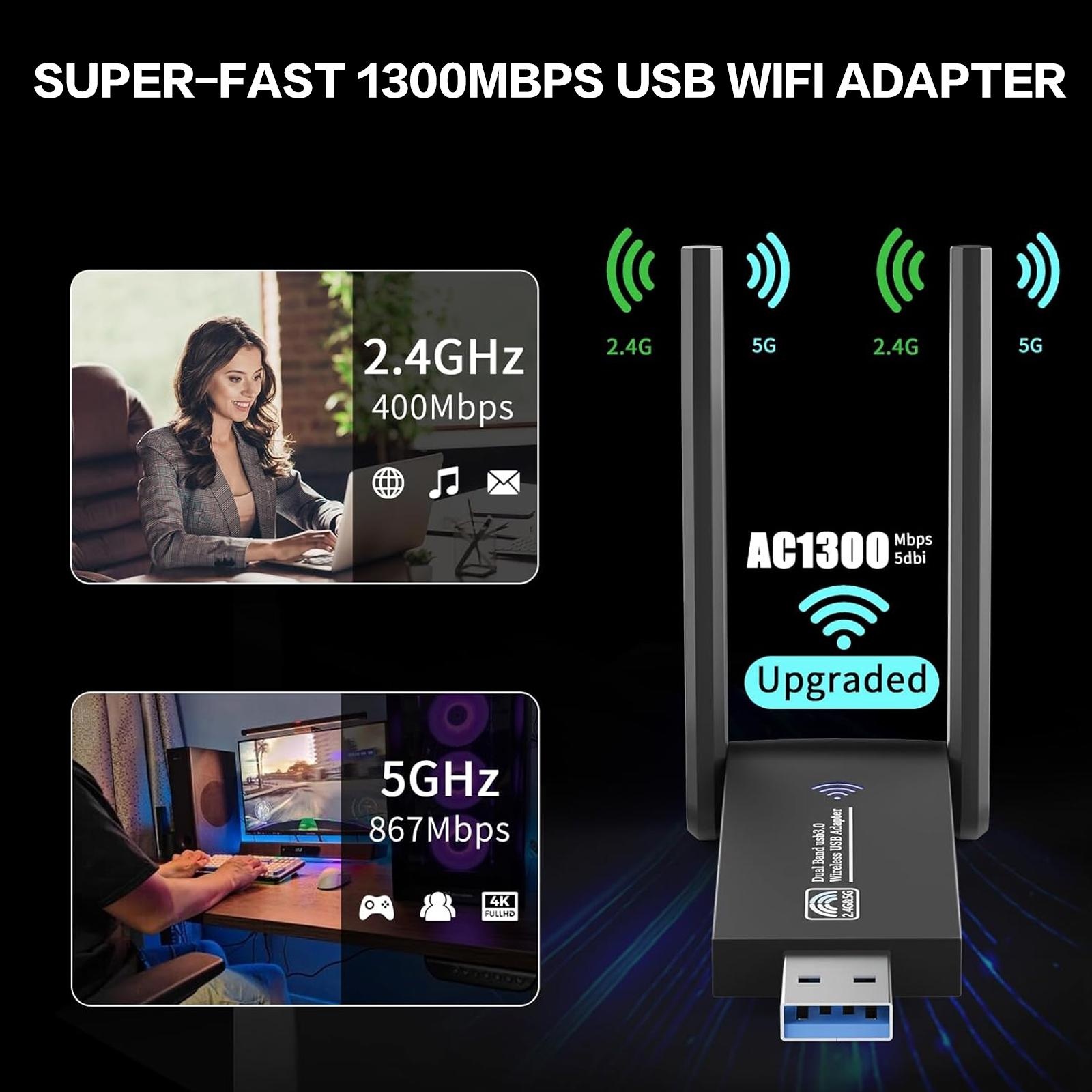 Adaptateur WiFi USB 1300Mbps d - Antenna 2.4Ghz avis et prix